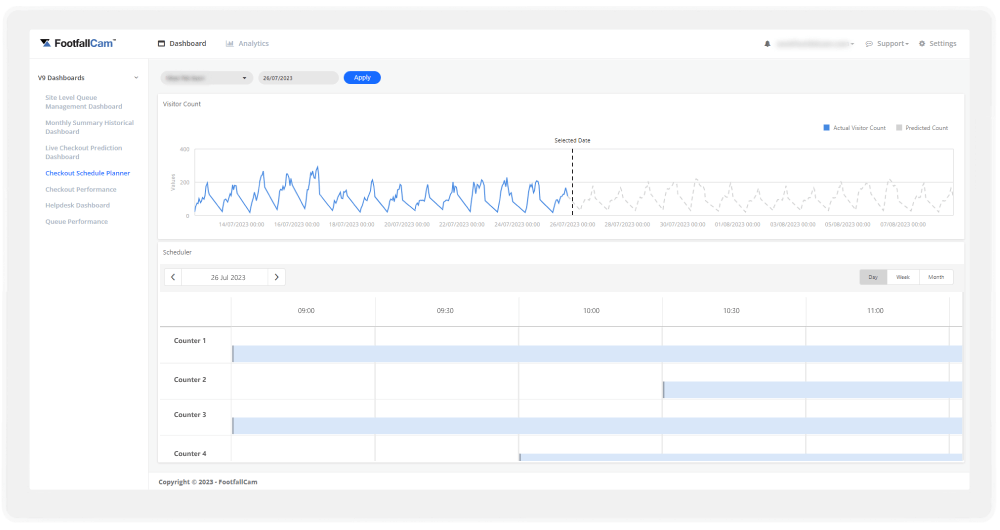 FootfallCam Contapersone Sistema - Checkout Schedule Planner