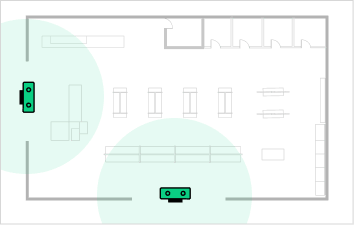 FootfallCam Multi-door Floorplan