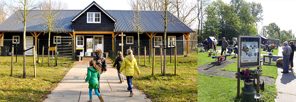 Voorschoten waarbij de ingang 的 Kinderboerderij 是 voorzien van de 3D PRO2 klantenteller