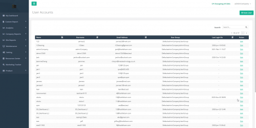 Image de la page des comptes d'utilisateurs